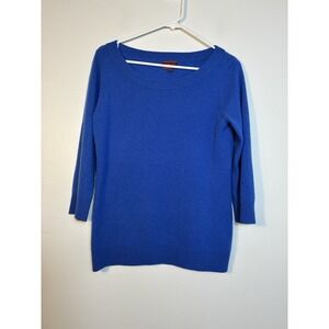 Tesori Pullover Sweater 100% Cashmere Sz Medium Light Blue Preppy Soft